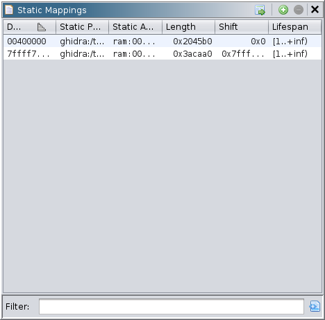 Static mappings window after launch
